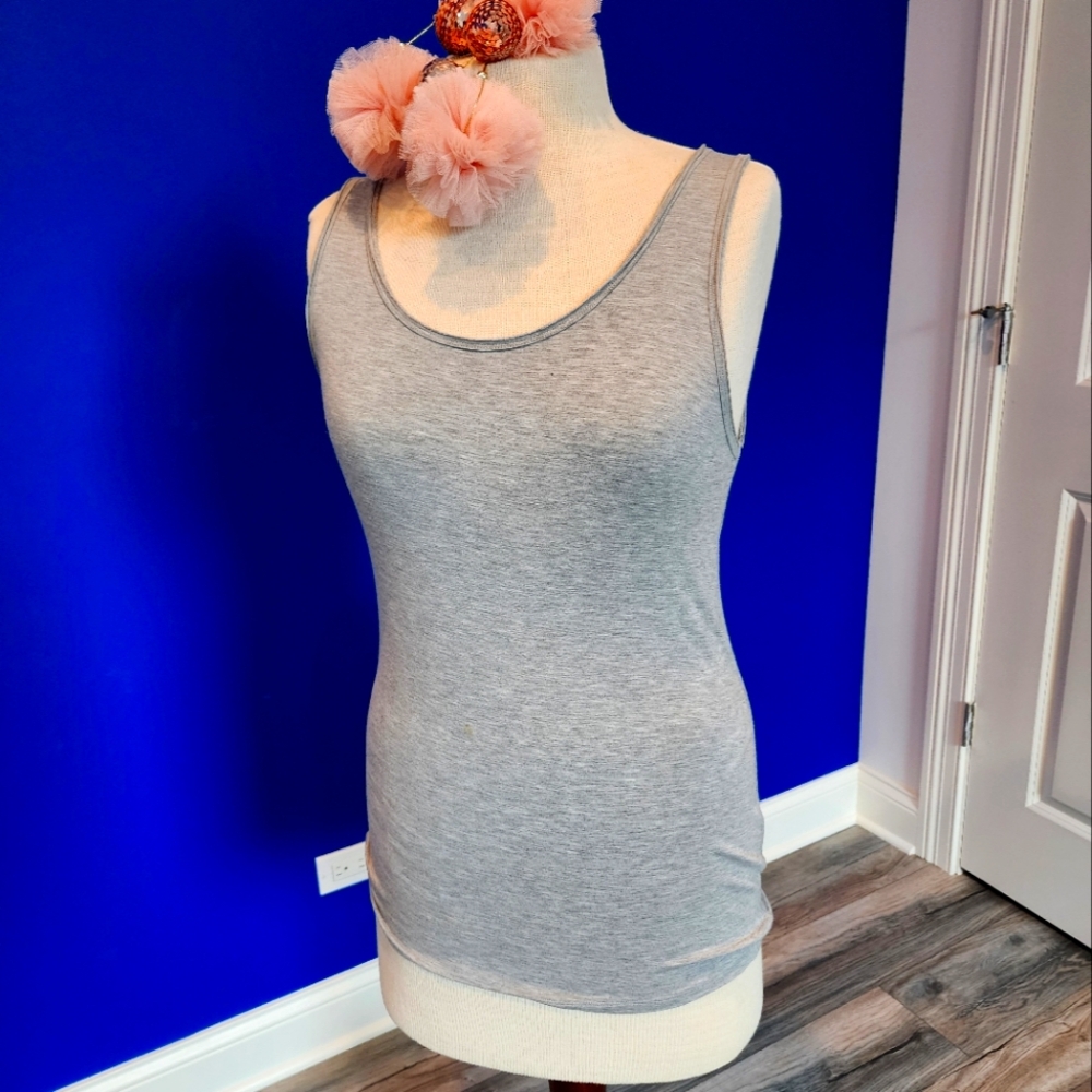 Majestic Gray Orange Fitted Sleeveless Tank Top